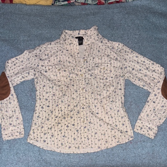 Moda International Floral Striped Button Down Shirt - Picture 1 of 6